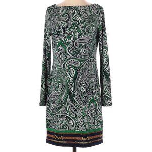 MICHAEL Michael Kors Green Paisley Chain Long Sleeve Shift Dress Women's Size Sm